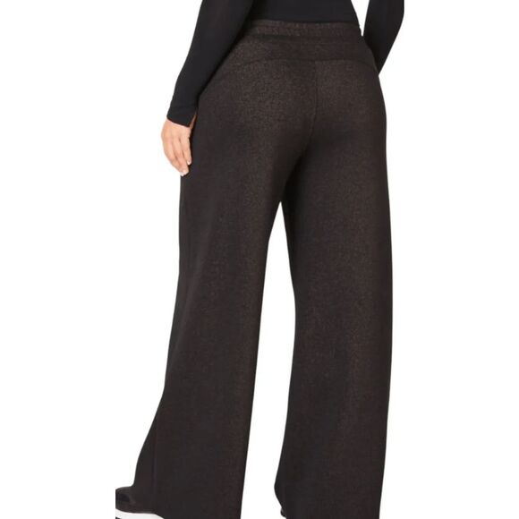 Spanx - Airessential Shimmer Wide Leg Pants- Very Black / Silver Shimmer Size M - Picture 2 of 11